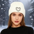 thumbnail image 2 of AWZXDE Thickened Strip Warm Knitted Hat with Rhinestone for Autumn and Winter Cold Weather White, 2 of 8