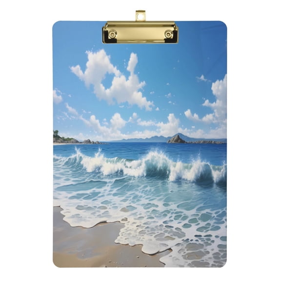 Beach and Blue Sky Acrylic Clipboards A4 Standard Letter Size Clipboard 12.5" X 9" Clip Board for Students Teacher Office