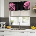 thumbnail image 4 of Pink Rose Curtain Valances for Windows, Kitchen Valance Window Treatments Panel 2 Pack, Vintage Abstract Garden Flower Floral Black Rod Pocket Short Curtains for Bathroom Bedroom 42 x 12 Inch, 4 of 8