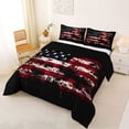 thumbnail image 2 of Manfei Retro American Flag Full Size Comforter Sets,Patriotic Theme Bedding Comforter Set,Red Black,Black Reversible,3 Pieces,1 Comforter and 2 Pillowcases, 2 of 7