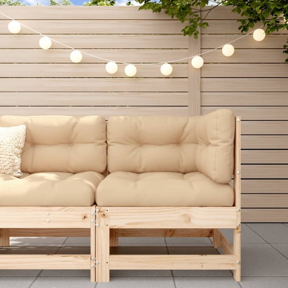 vidaXL Corner Sofa Beige Solid pine wood Small Modular Corner Sofa