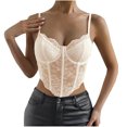 thumbnail image 2 of Corset Tops for Women, Fashion Women Style Solid Color Mesh Gauze Perspective Backless Camisole New Corsets for Women Fashion Tops Style B-61 Khaki XS, 2 of 5