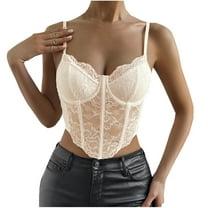 Kaemgyyd Corset Tops for Women Fashion Going out Outfit Lace Mesh Cami Top Spaghetti Strap Party Clubwear