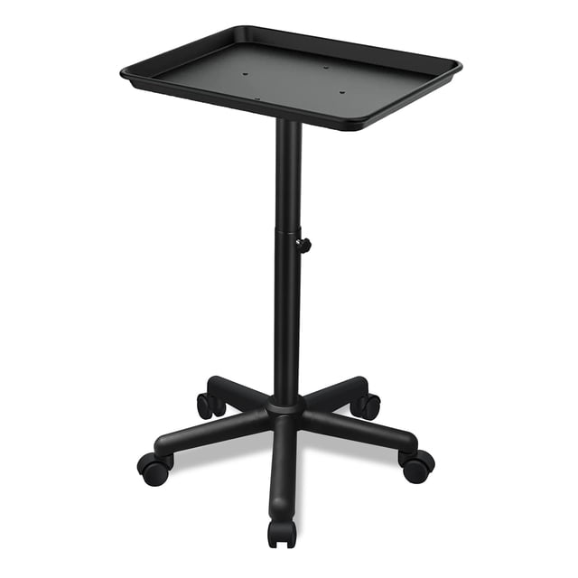 Bandeja enrollable ajustable Salon Tray Wuissvnb con ruedas, color negro