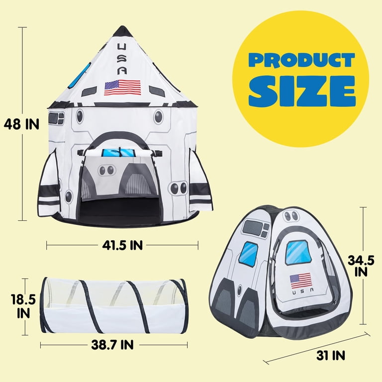 Joyfy 3-Piece Rocket Ship Play Tent Set with Tunnel photo 4