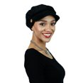 thumbnail image 3 of Brianna Newsboy Cap for Women Cancer Headwear Chemo Hat Cabbie Ladies Head Coverings Corduroy (Black), 3 of 3