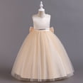 thumbnail image 4 of LYMAYTER Girls Satin Tulle Princess Dress Pearls Bow Knot Wedding Party Pageant Ball Gown 3-12Y, 4 of 8