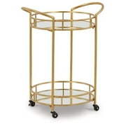 Signature Design by Ashley Contemporary Wynora Bar Cart  Gold