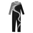thumbnail image 3 of dPois Girls Figure Skating Jumpsuit Shiny Rhinestone Gymnastics Leotard Full Body Ballet Dance Gray&Black 10, 3 of 5