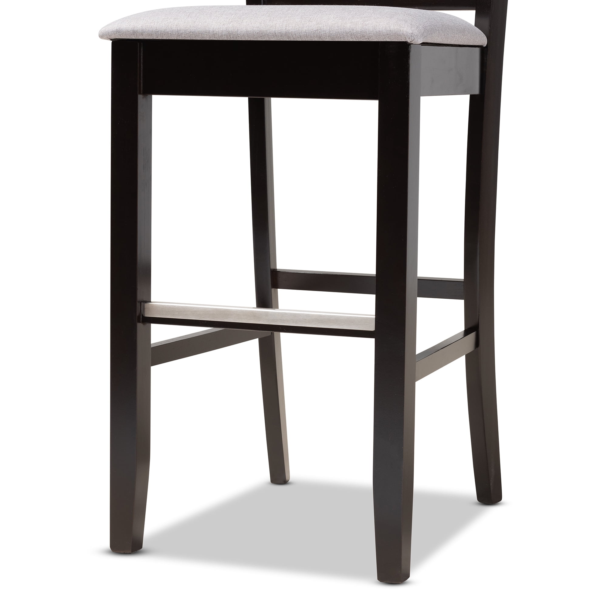 Baxton Studio Carson Modern and Contemporary Grey Fabric Upholstered and Espresso Brown Finished Wood 2-Piece Bar Stool Set