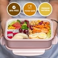 thumbnail image 6 of Aoznliie Bento Box, Portable Divided Lunchbox with Heat Sealed Lid & Cutlery,Microwave Safe in Pink,9x6x3 inch, 6 of 7