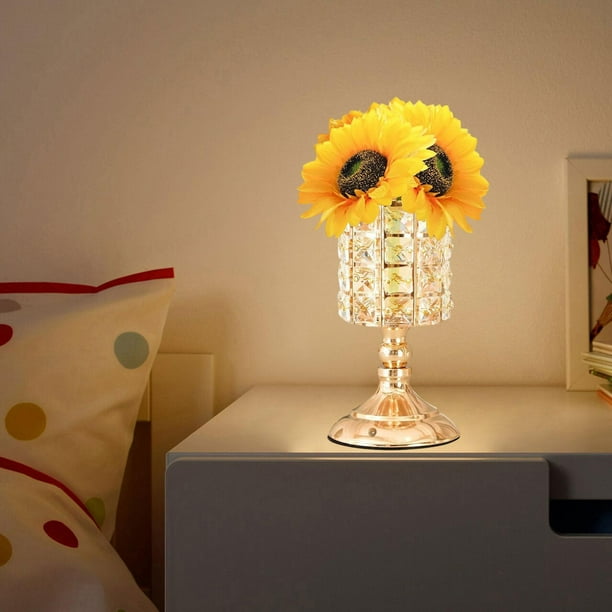 Lámpara LED de cristal de girasol Luz ambiental Decoración creativa Control Touch luces de noche