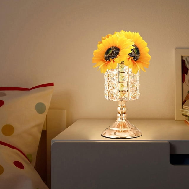 Lámpara LED de cristal de girasol Luz ambiental Decoración creativa Control Touch luces de noche
