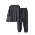 thumbnail image 5 of KyCheLot Fleece Pajama Sets for Women Winter Long Sleeve Round Collar Tops Cuffed Pants Comfy Thicken Warm Outfits, 5 of 6