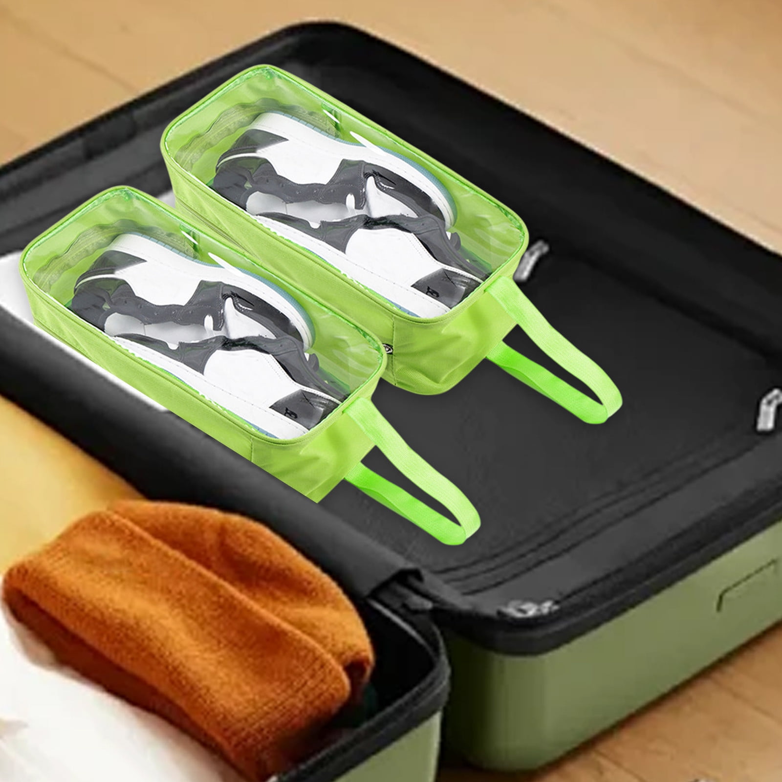 VQPeo Transparent Shoe Storage Bag - Reusable & Washable Oxford Cloth Travel Shoe Organizer, Sturdy Carry Bag for Men & Women, Ideal for Travel, Moving & Home Organization