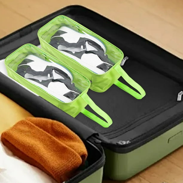Bolsa transparente para zapatos, lavable y reutilizable, resistente, uso a largo plazo, viajes, mudanzas y almacenamiento, bolsa organizadora de zapatos semitransparente con cremallera verde