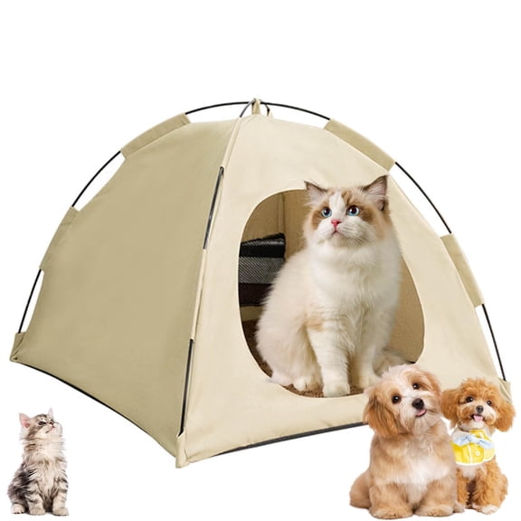 Foldable Cat Tent with Removable Cooler Pad for Indoor Outdoor Use - Breathable Pet Shelter in Soft Fabric for Cats and Dogs Portable Washable Escape