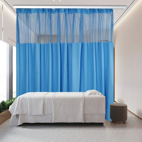 Miumaeov Room Divider Curtain for SPA Room Separator Curtains with Mesh Top Grommet Privacy Cubicle Curtain 9ft Wide x 8ft Tall 1 Panel for Home Office Bedroom Living Room