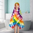thumbnail image 6 of Tie Dye Rainbow Concentric Circles Pattern Hooded Bath Towel，50"x30" for Ages 3 To 12 Kids, Quick Dry Lightweight Soft Microfiber Hood Beach Towel Cover Up for Kids, 6 of 7