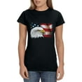 thumbnail image 4 of Patriotic American Flag Womens Shirt American Bald Eagle Black Tee, 4 of 6