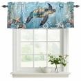 thumbnail image 2 of Coastal Sea Turtle Valances for Windows, Vintage Teal Nautical Beach Botanical Light Filtering Kitchen Curtains, Rod Pocket Window Valance Curtains for Living Room Bedroom, 54" W x 18" L, 2 Panels, 2 of 9