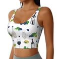 thumbnail image 2 of Sports Bras For Women - Wine Print No.J918 Seamless Yoga Bra Workout Crop Top With Removable Cups, 2 of 8