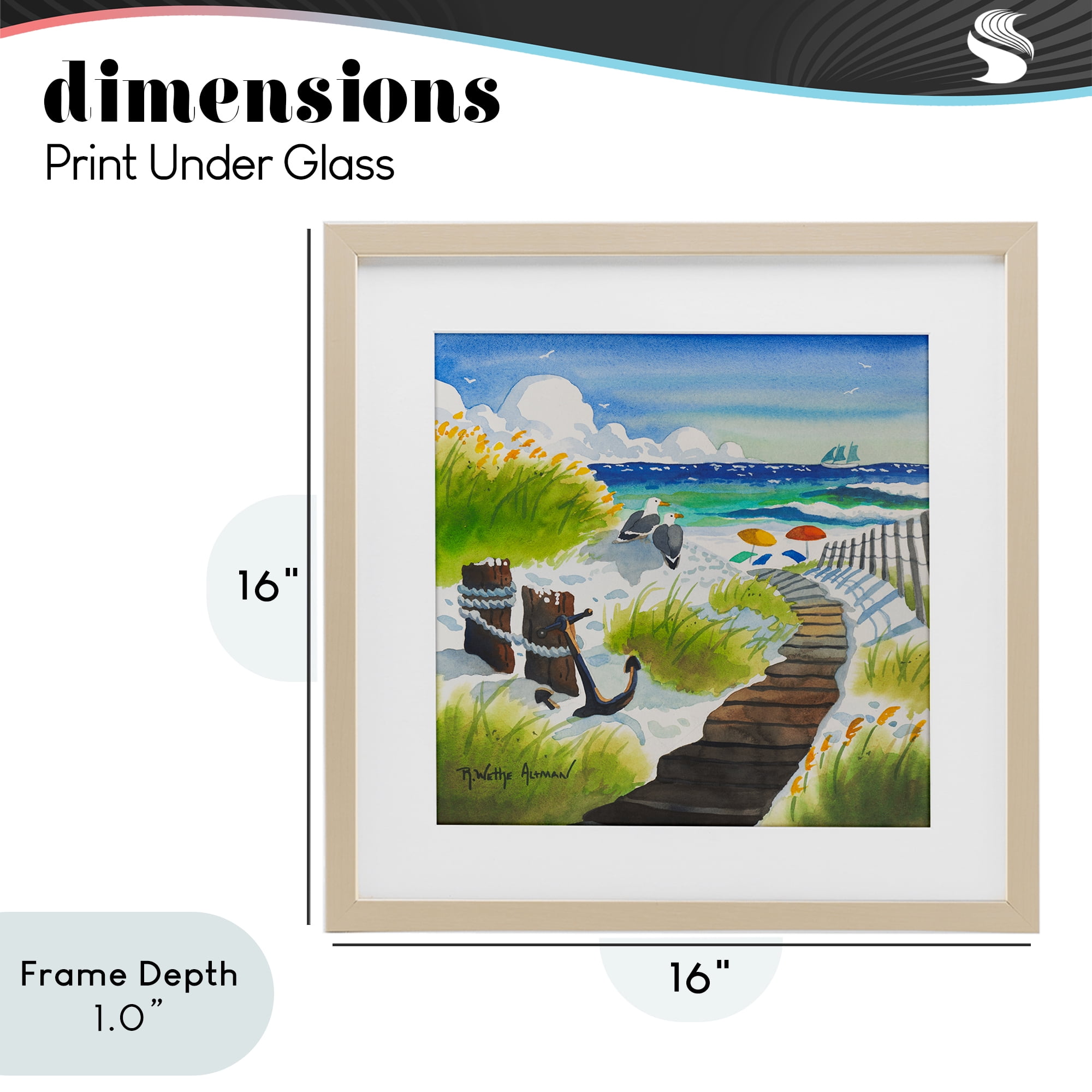 Stupell Industries Seagull & Anchor on Shore Birch Framed Print Under Glass, design by Robin Altman