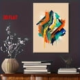 thumbnail image 4 of Modern Abstract Multicolor Geometric Fluid Art Painting - Turquoise Blue, Green, Mustard Yellow, Navy & Golden Marbled Wall Decor - Wrapped Canvas Frame Abstract Fluid Painting for, Office - Beige Ne, 4 of 6