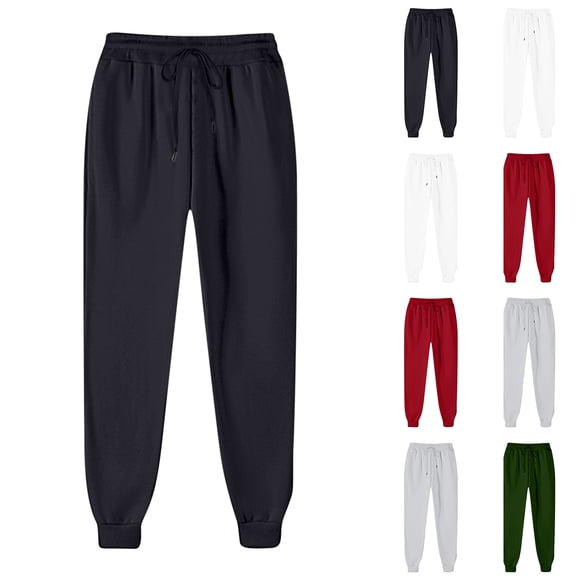 Sentmoon Summer Pants Oversized Drawstring Elastic Waist Womens Athletic Pants Loose Cuffed Hem Solid Color Breathable Track Pants Fall Stylish for Vacation Trip Gray M