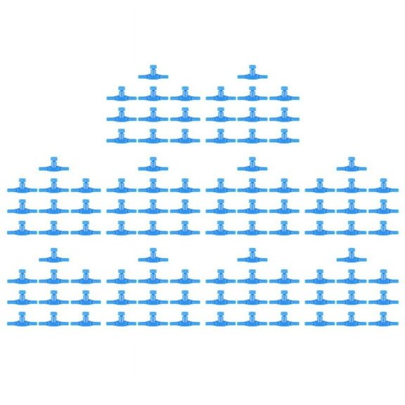 100 Pieces Plastic Aquarium Fish Tank 2 Way Air Pump Control Valves, Blue