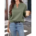 thumbnail image 4 of Women's V-Neck Textured Light Weight Long Sleeve Sweatshirt Casual Outfits Spring Fall Clothes Green L, 4 of 10