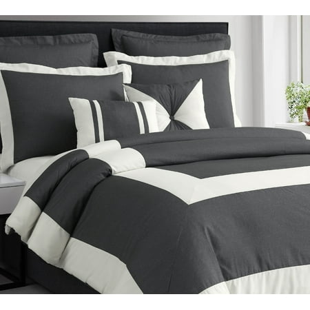 Cozy Beddings 4pc Chaz Comforter Set Charcoal Grey King Cal King