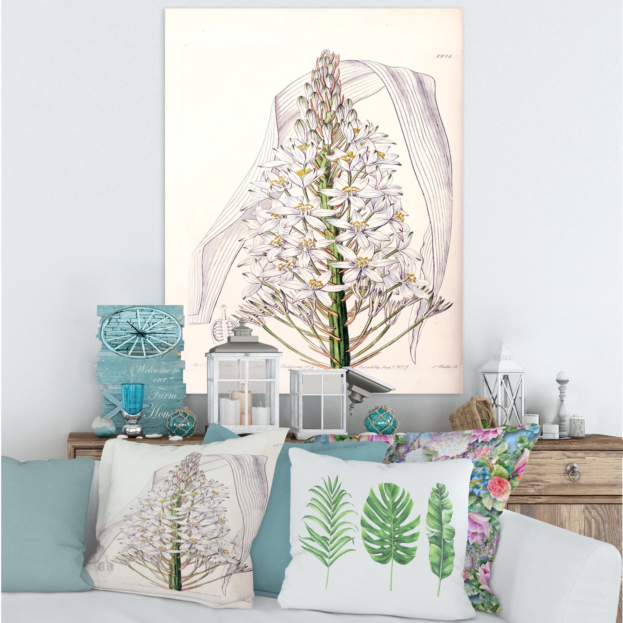 Designart ' White Vintage Orchid I ' Traditional Canvas Wall Art Print