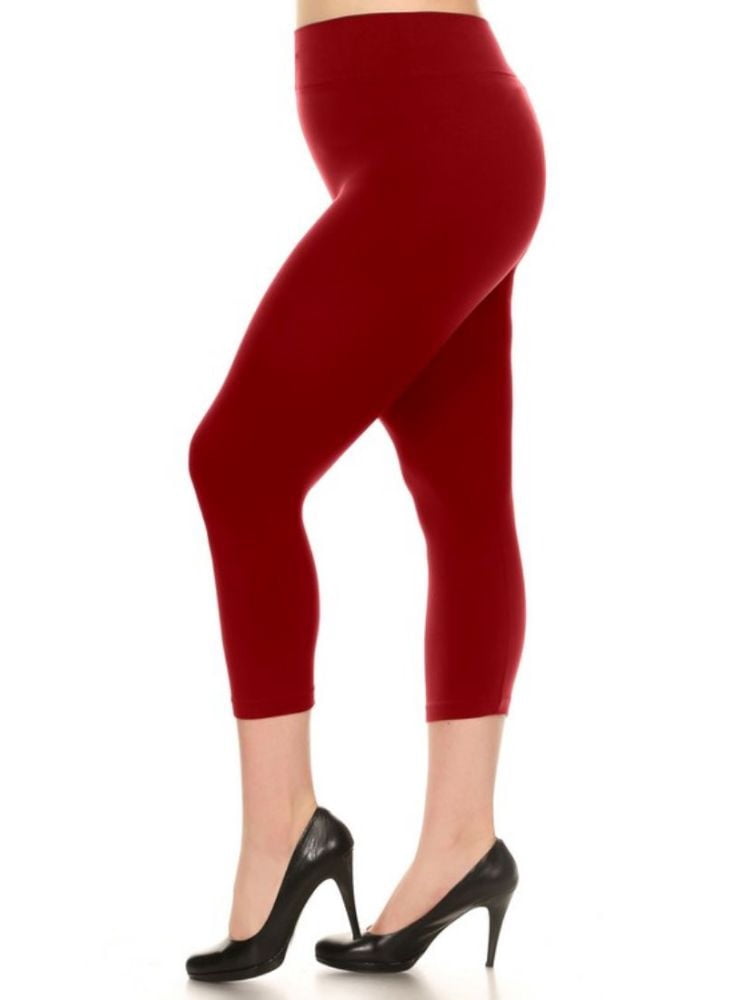 Plus Size Capri Legging Cropped Solid 