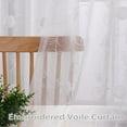 thumbnail image 4 of Shininglove White Semi Sheer Curtains, Floral Embroidered Half Transparent Window Treatment for Bedroom, 52" W x 63" L, 4 of 7