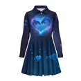 thumbnail image 4 of DISNIMO Dolphin Dress for Girls Heart Dresses for Children Fall Matching Dresses Girls 13-14 Long Sleeve Dresses with Collars for Girls Button Down Dress Girl Twirly Dress Kids Skater Dresses Casual, 4 of 7