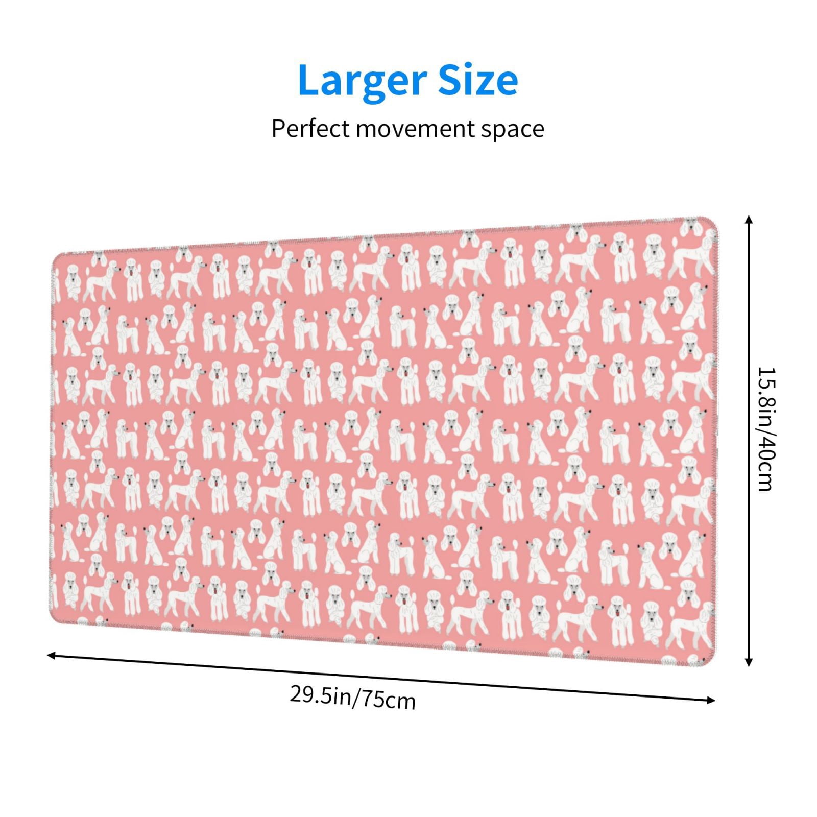 Kdxio Cute Poodle Dog Print Large Gaming Mouse Pad,Non-Slip Base,Water Resist Keyboard Pad for Gamer,Office & Home,29.5 x 15.8 in