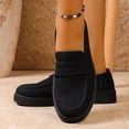 thumbnail image 3 of Rokment Womens Slip on Penny Loafers 2026 Spring Fall Fashion Casual Classic Suede Solid Color Low Heel Oxfords Dress Walking Shoes Black Size 6.5, 3 of 6