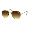 thumbnail image 2 of Girls Kids Size Ribbon Jewel Trim Pilots Metal Rim Sunglasses Gold Beige Brown, 2 of 4