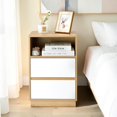 thumbnail image 2 of GZXS 2-Drawer Night Stand, 15.7" Small Side Table with Shelf, Modern End Table for Bedroom, Living Room, Easy Assembly, White & Oak, 2 of 4