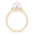 thumbnail image 2 of ANGARA Japanese Akoya Cultured Pearl Overlapping Halo Ring in 14K Yellow Gold for Women | June Birthstone, Birthday, Anniversary, Jewelry Gift for Women | Pearl Ring, 2 of 8