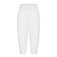 thumbnail image 6 of Capri Pants for Women Drawstring Elastic Waist Pants Loose Solid Sweatpants Lounge Cropped Pants with Pockets Tummy Control Pants, 6 of 6