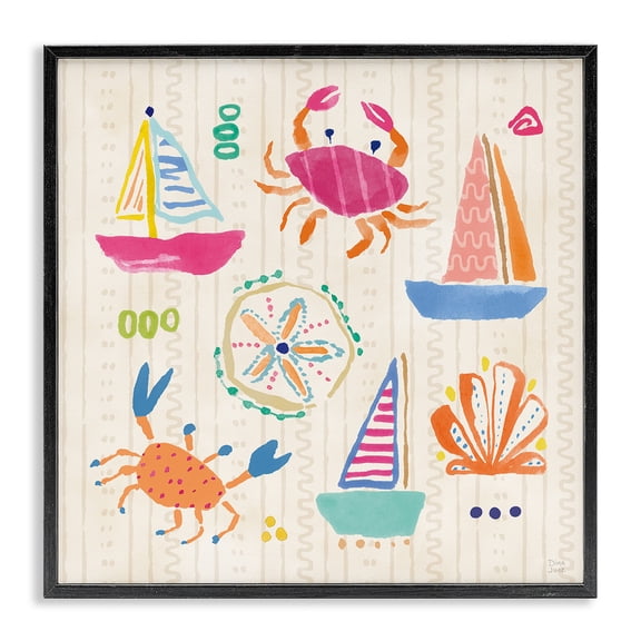 Stupell Industries Coastal Nautical Fine In The Sunshine Black Framed Giclee Art, 12 x 12, by Dina June