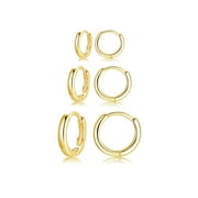 3 Pairs 925 Sterling Silver Hoop Earrings 14K Gold Plated Small Silver Hoop Earrings for Women Huggie Cartilage Hoop Earrings for Men Girls