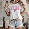 thumbnail image 6 of Coquette Bride T-Shirt, Pink Bow White Tee for Stylish Brides, 6 of 6