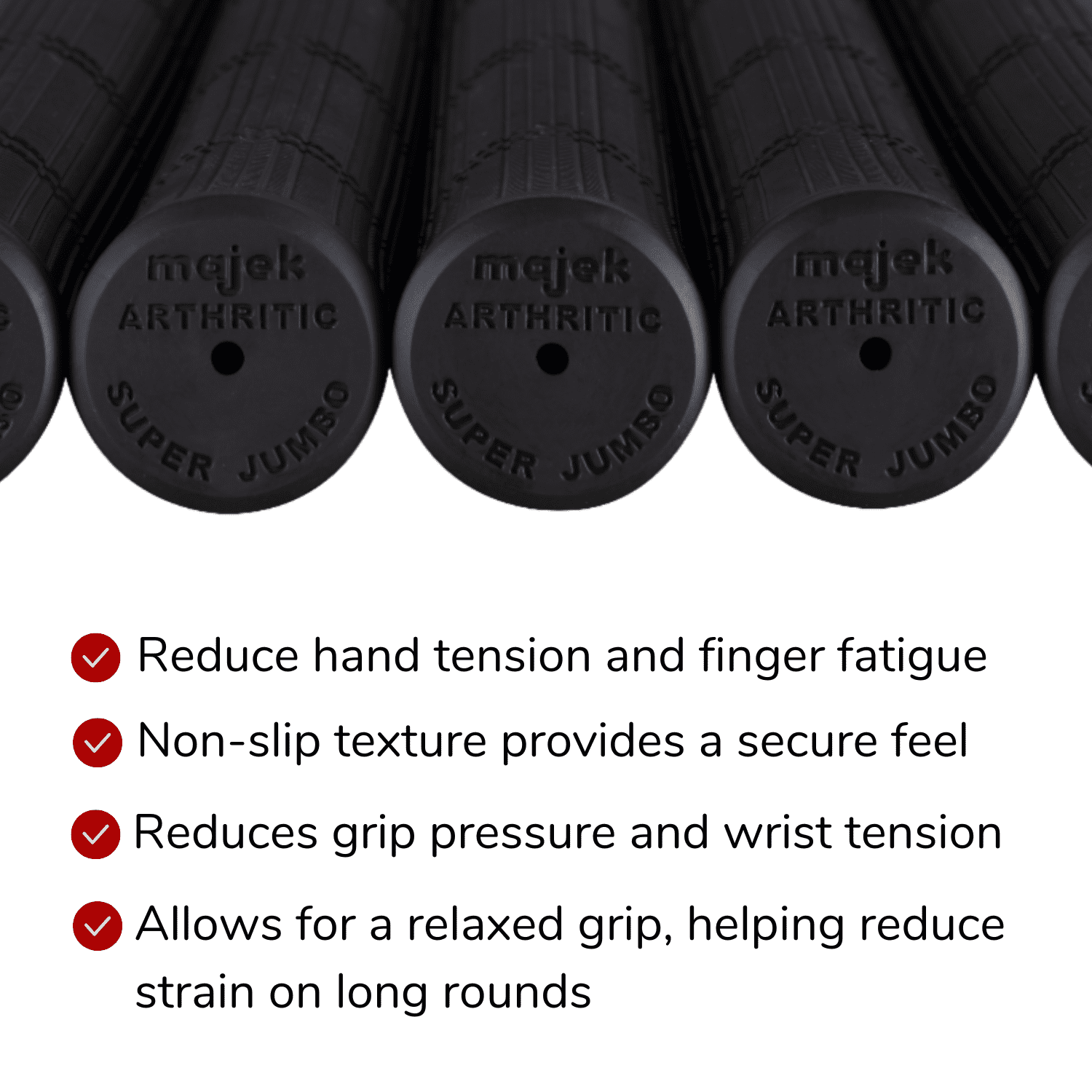 Majek Golf Club Grips- Super Jumbo Arthritic Extra Large Tour 360 Degree Black - NO LOGO - Round .600 Extra Large XL XXL Great for Tall Golfers with Big Hands - Premium Rubber Golf Grip - 3 Pack