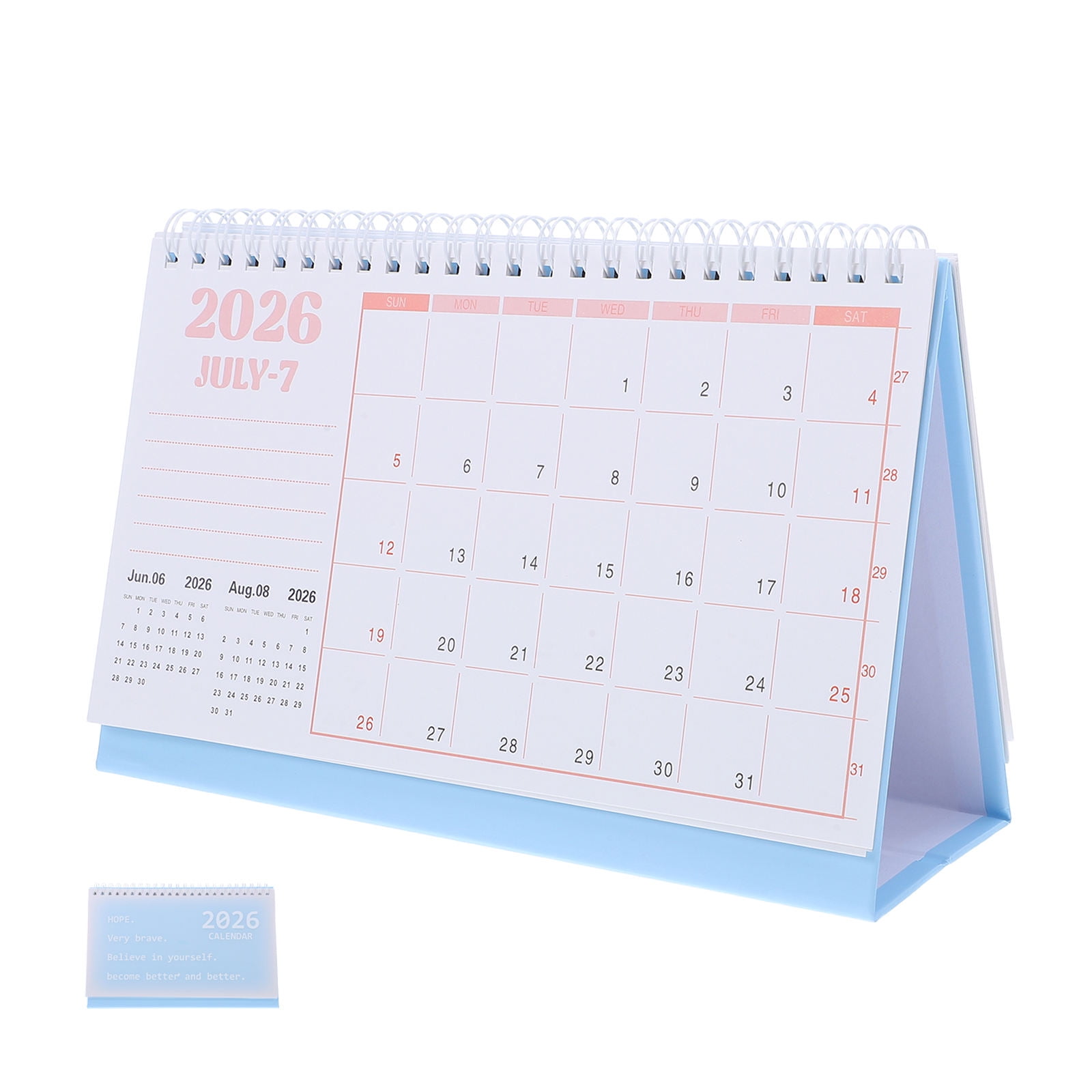 Toyandona 2026 Small Desktop Calendar with Spiral Binding Elegant Design for Home Office and Daily Planning