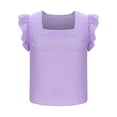 thumbnail image 5 of Short Sleeve Shirts for Women, Women's Gingham Print Blouse Top Square Neck Ruffle Short Sleeve Boho Casual Shirts, 5 of 7