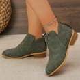 thumbnail image 4 of Womens Short Dress Boots Winter Fall Trendy Solid Leather Pointed Toe Low Heel Zipper Ankle Booties, 4 of 6