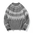 thumbnail image 2 of Men's Crew Neck Sweater Casual Jacquard Knit Pullover Tops Gradient Long Sleeve Sweaters Gray M, 2 of 9